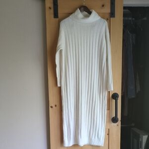 LOFT Cream Turtleneck Sweater Dress